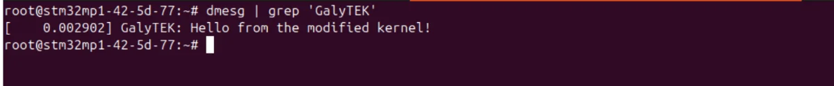 Verifying the custom message in the kernel log